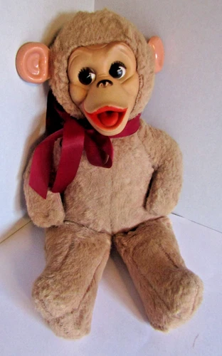 Vintage Mr Bim Zippy Rubber Face Monkey Plush