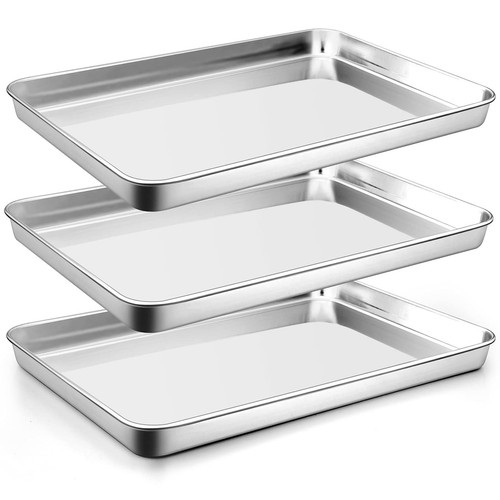 Baking Sheet Oven Pan Tray, Stainless Steel Cookie Sheet Pan for Oven, Mirror...