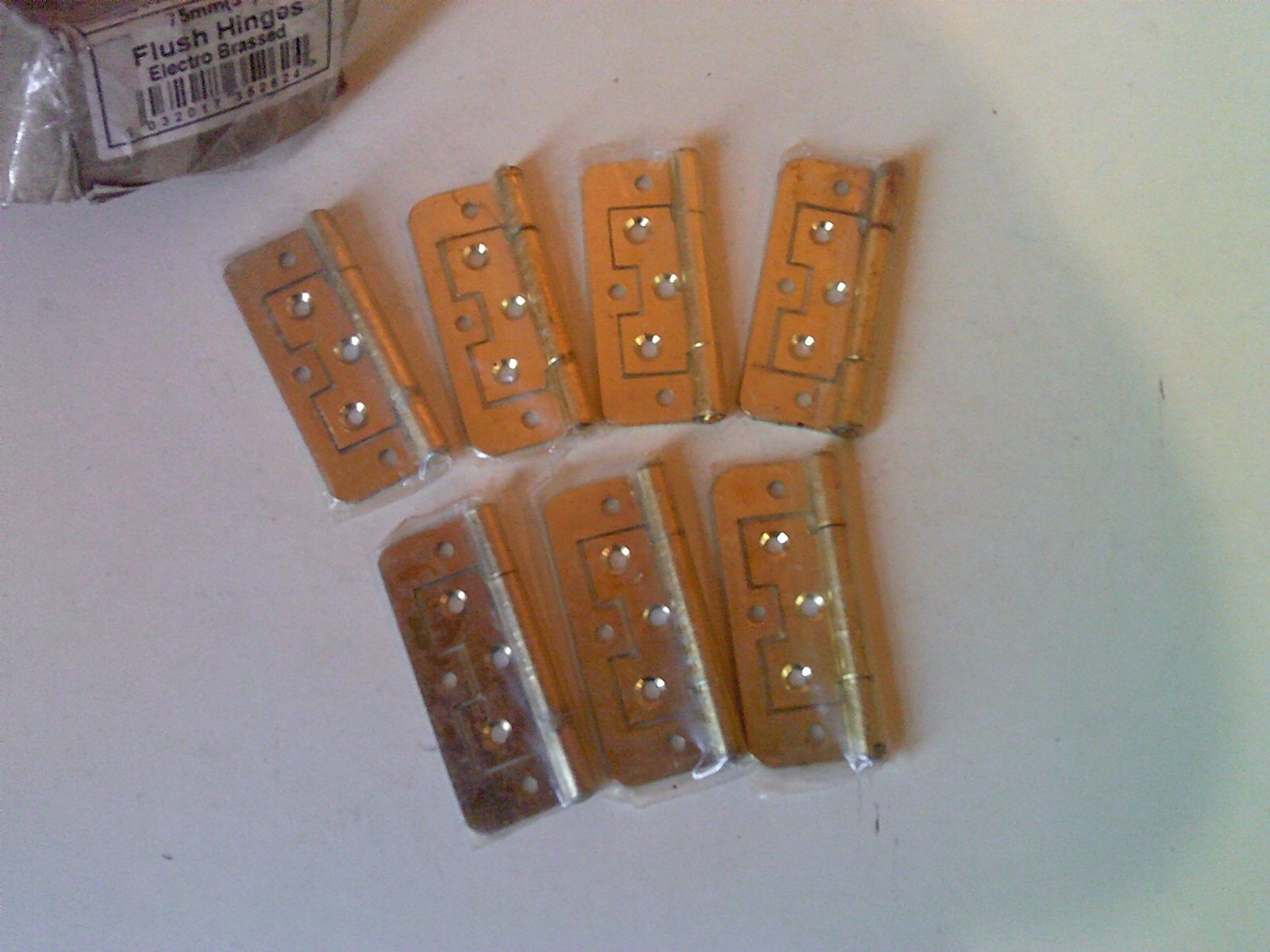 Job Lot of 7 Individual Flush Door Hinges Electro Brass  75mm Cabinet Cupboard