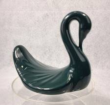 Vintage Swan Decor Hand Towel Wash Cloth Holder Bathroom Dark Green Ceramic Deco