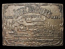 LB03143 NOS VINTAGE 1970s  JACK DANIEL'S WHISKEY  SOLID BRASS BOOZE BUCKLE
