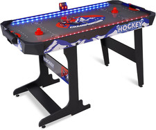 57" LED Light-Up Air Hockey Table, Foldable Arcade Style Air Hockey Game Set W/A