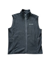 Columbia Fleece Vest Men  s Large Gray Full Zip Sleeveless Jacket Outdoor