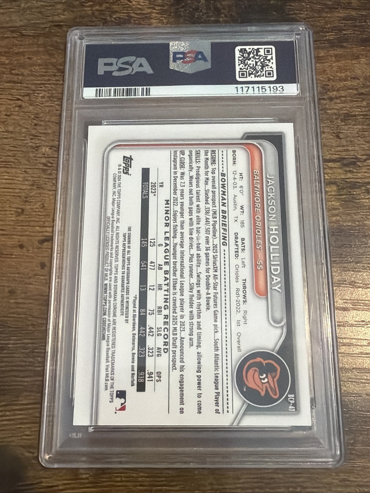 2024 Bowman Chrome Mega Box Jackson Holliday RCRookie AUTO /25 PSA 9 MINT view 2
