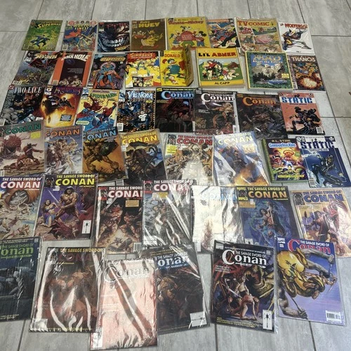 Lot Of 45 Vintage Comics: Superman, Wolverine, Conan, Venom, Spiderman, Etc