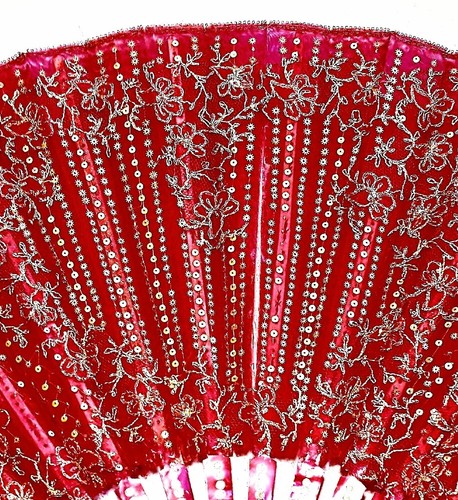 Beautiful Red Art Nouveau Hand Fan, Ca. 1900s-1920s - Picture 2 of 10