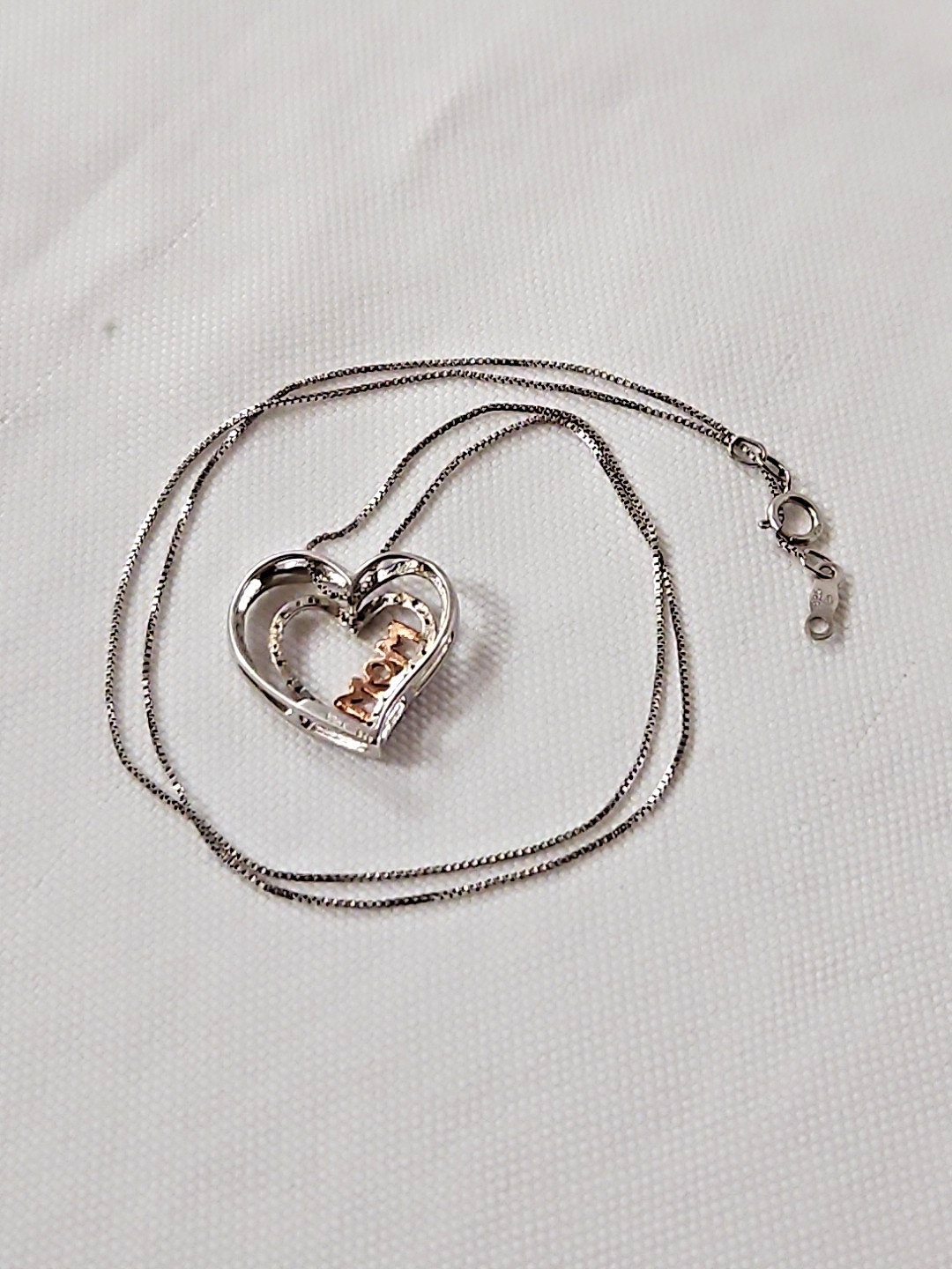 925 Solid Sterling Silver Double Heart Diamond "M… - image 18