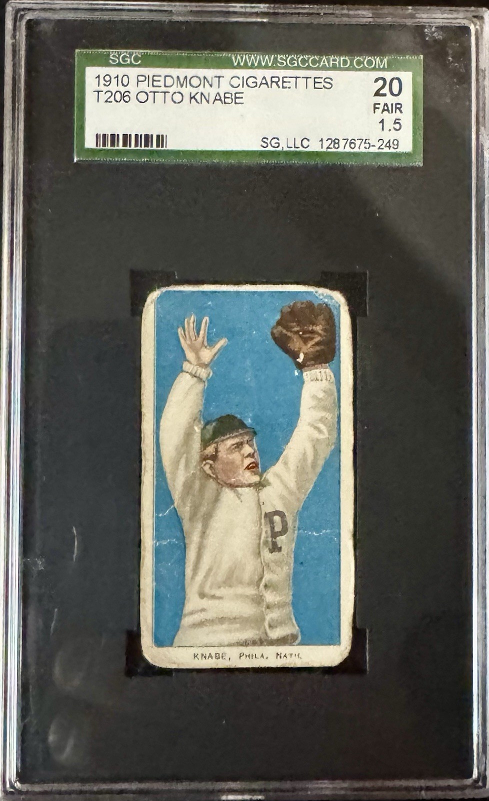 1909-11 T206 Otto Knabe Fielding Piedmont Cigarettes Back Variation SGC 1.5 Fair
