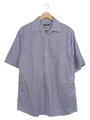Walbusch Herren Freizeithemd Kurzarm Kariert Gr. 41/50 L Baumwolle Casual