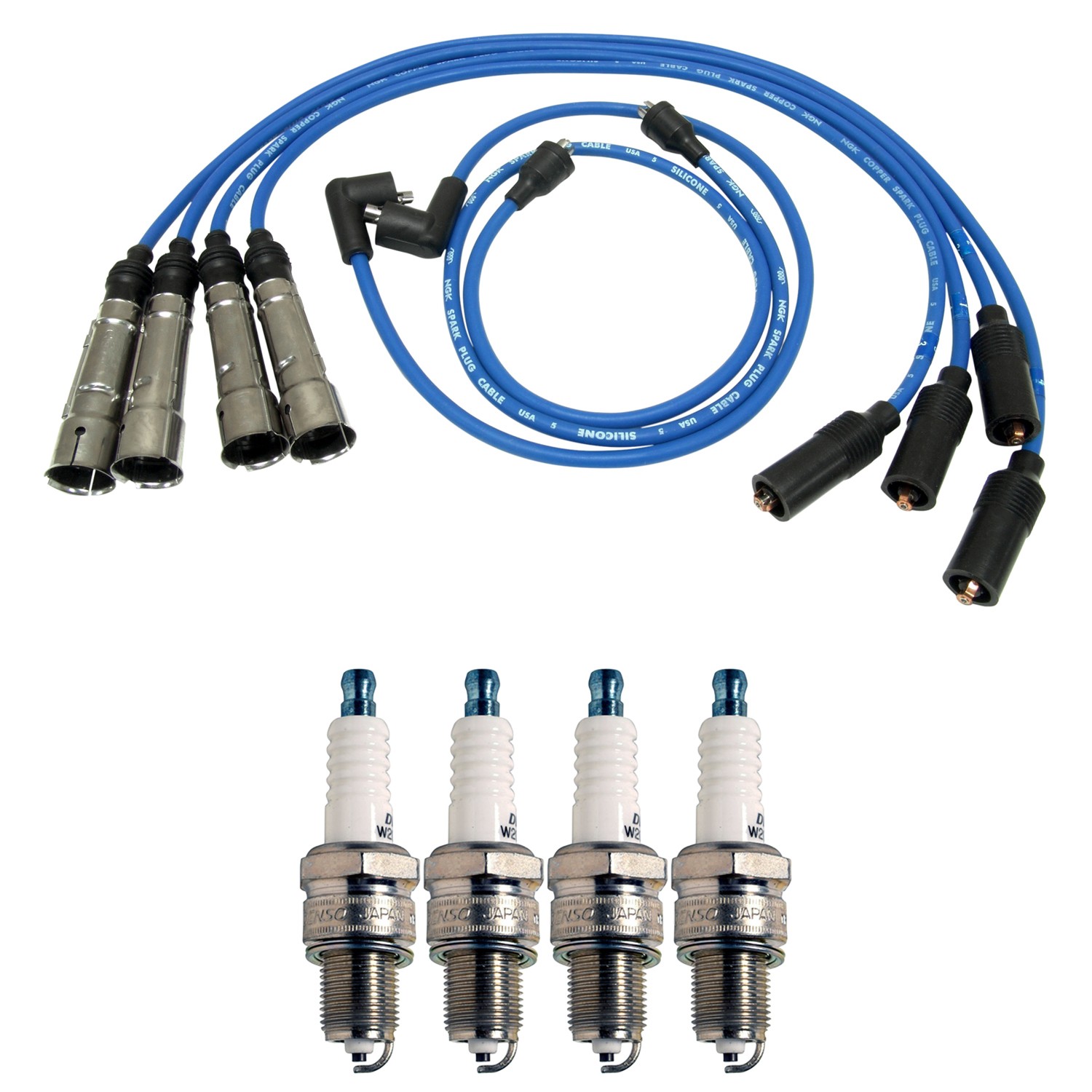 NGK Wire Set  Denso 4 Standard Spark Plugs Kit for 242 244 245 264 GLE L4 NA