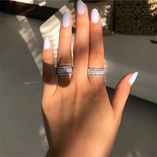 Womens Gold Plated Floral Ring Alloy Inlaid Gemstones Rhinestones Crystal Ring