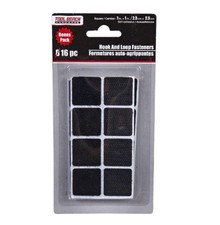 1" x 1" Self-Adhesive Hook and Loop Fasteners 16 count BLACK