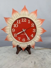 Vintage 1970s Seth Thomas Jonquil Sunflower Clock Retro Sun Flower Power Works!