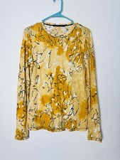$375 Proenza Schouler Small Yellow Tie Dye 100% Cotton Long Sleeve Top USA Made