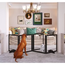 JSB 96" Extra Wide 30" Tall Freestanding Dog Gate w/ Walk-Through Door