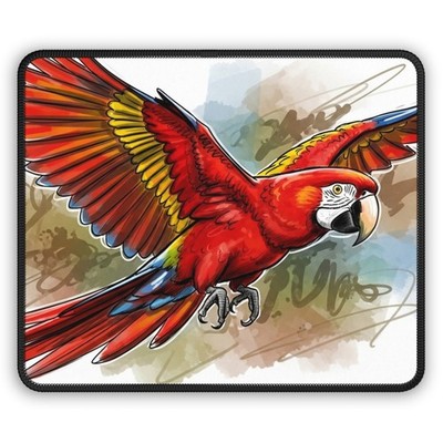 Cute Red Parrot Sketch Gaming Mouse Pad
