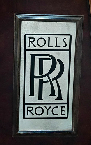 VINTAGE DEALER FRAMED ROLLS ROYCE RR MIRRORED PLAQUE  MEASURES 27 x 15 inches