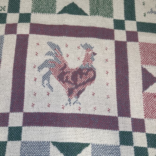 Vintage gewebter Gobelin Überwurf Decke 50" x 41" Landhaus Rose grün blau - Bild 4 von 15