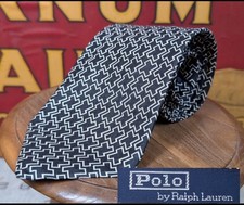 Polo Ralph Lauren Men's Silk Tie Black Geometric 4 Vintage Made In USA