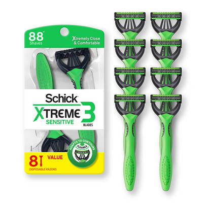 Schick Xtreme 3 Disposable Razors for Men Sensitive Skin 8ct