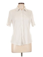 Banana Republic Women Ivory Short Sleeve Blouse L
