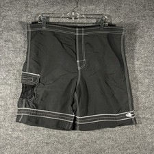 Vintage Billabong Board Shorts Mens 38 Black Nylon Surf Surfing 90s USA Irons