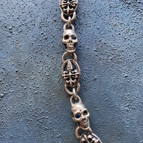 Cadena billetera A&G plata de ley 925 gótica calavera daga eslabón 19,7 pulgadas 50cm - Imagen 5 de 14