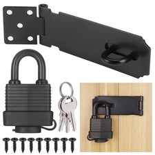 Padlock Latch Lock, 4Inch Stainless Steel Hasp Latch with Padlock Keys Screws...