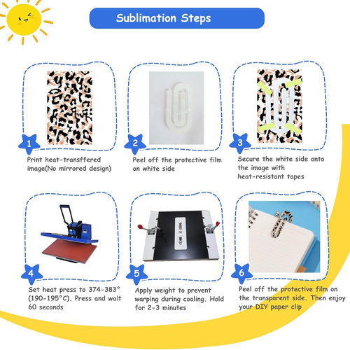 48 STCK. Sublimation Acryl Büroklammern Jumbo Rohlinge Kit 16 Display Karten OPP DIY - Bild 7 von 7