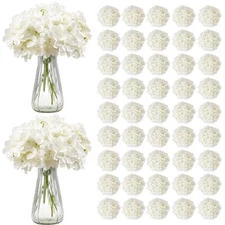 VEVOR 105 Pcs Artificial Silk Hydrangea Flowers 9.8 In Bouquet Arrangement White