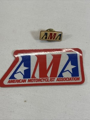 AMA American Motorcycle Association Pin And Decal