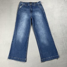 Curve Appeal Jeans Womens 14 Blue Wide Leg High Rise Medium Wash Stretch Denim