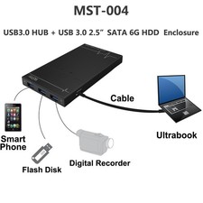 WEme MST-004 USB 3.0 2.5" HDD Enclosure  3-Port USB 3.0 Hub b4 