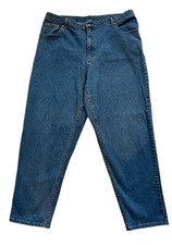 L.L. Bean Womens Jeans Size 22 Reg Barrel Leg Dark Blue Denim Cotton Lycra