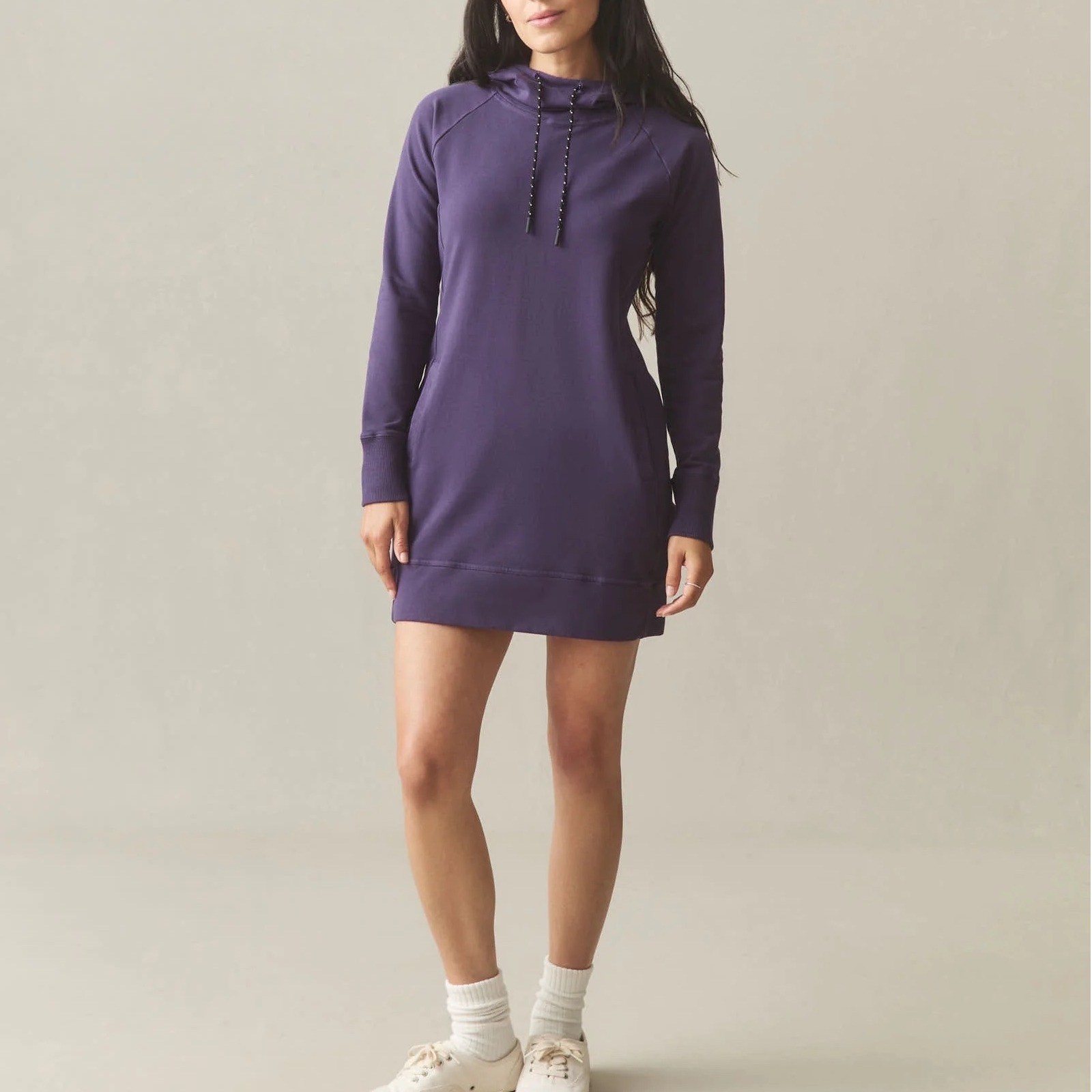 American Giant Hoodie Dress Womens XL Purple Cotton Stretch Long Sleeve Pullover