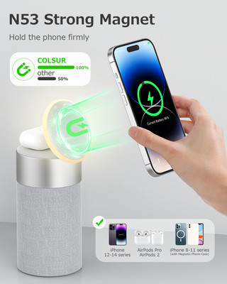 Magnetic Wireless Charger with Bluetooth Speaker &Night Light for iPhone/AirPods