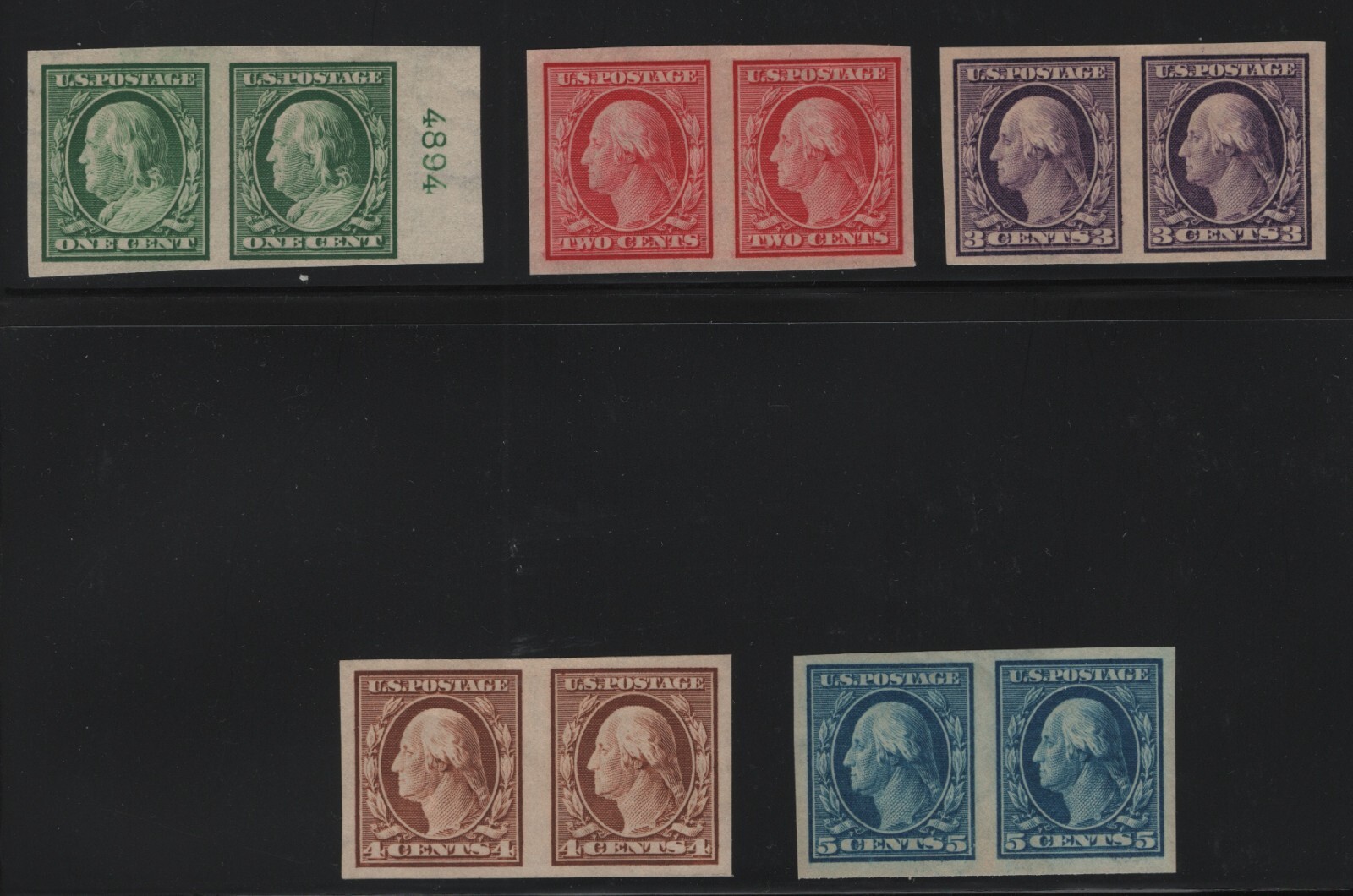343-347 Pairs XF OG mint never hinged with nice color cv $ 275 ! see ...