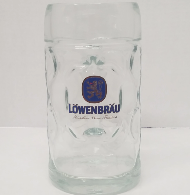 lowenbrau stein glass