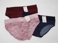 New set/3 WARNER'S no muffin top HIPSTER panties WINE BLUE DOTS PINK floral 3XL