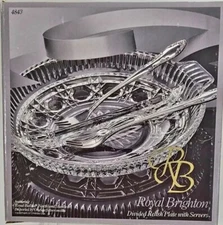 Vintage Royal Brighton Indiana Glass Divided Relish Plate & Servers Open Box