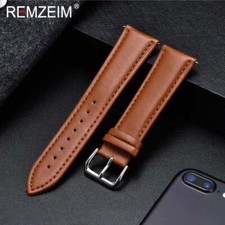 REMZEIM Calfskin Leather Watchband Soft Material Watch Band Wrist Strap 18mm