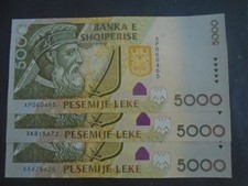 ALBANIA, P 75b, 5000 Leke , 2013 , UNC, 3 prefixes