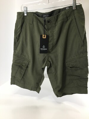 Thread Bare Mens 6 Pocket Cotton Twill Cargo Shorts Khaki Green Size 32W NWT @ 
