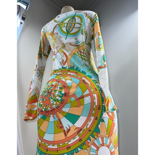EMILIO PUCCI V-Neck Abstract Print Long Sleeve Shift Mini Dress Size IT38 - Picture 18 of 18