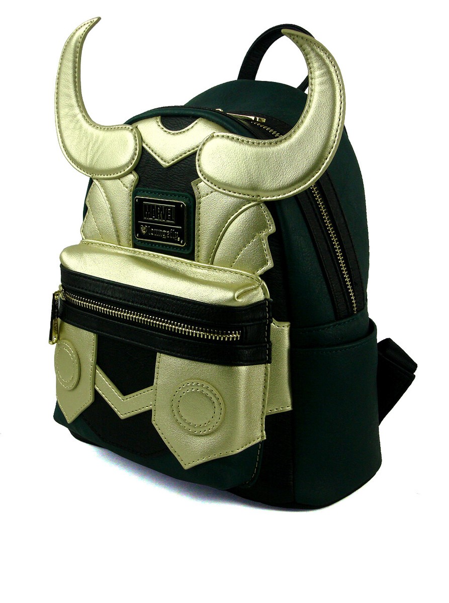 Loungefly x Loki Mini Backpack Thor God Of Mischief Gold  display picture 2