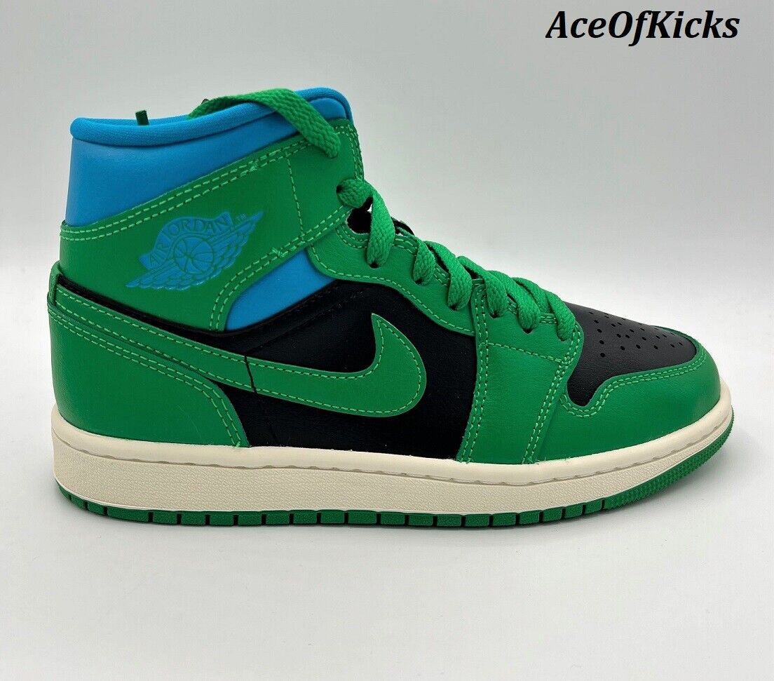 Nike Air Jordan 1 Mid Lucky Green Black Aquatone US SZ 6.5 Wmns BQ6472-033