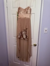 Windsor Strapless Sequin High Low Chiffon Formal Prom Dress Homecoming size 3-4