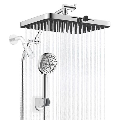 #ad 13 Inch Rainfall Shower Head with Handheld Spray Combo High Pressure Adjustable $76.99