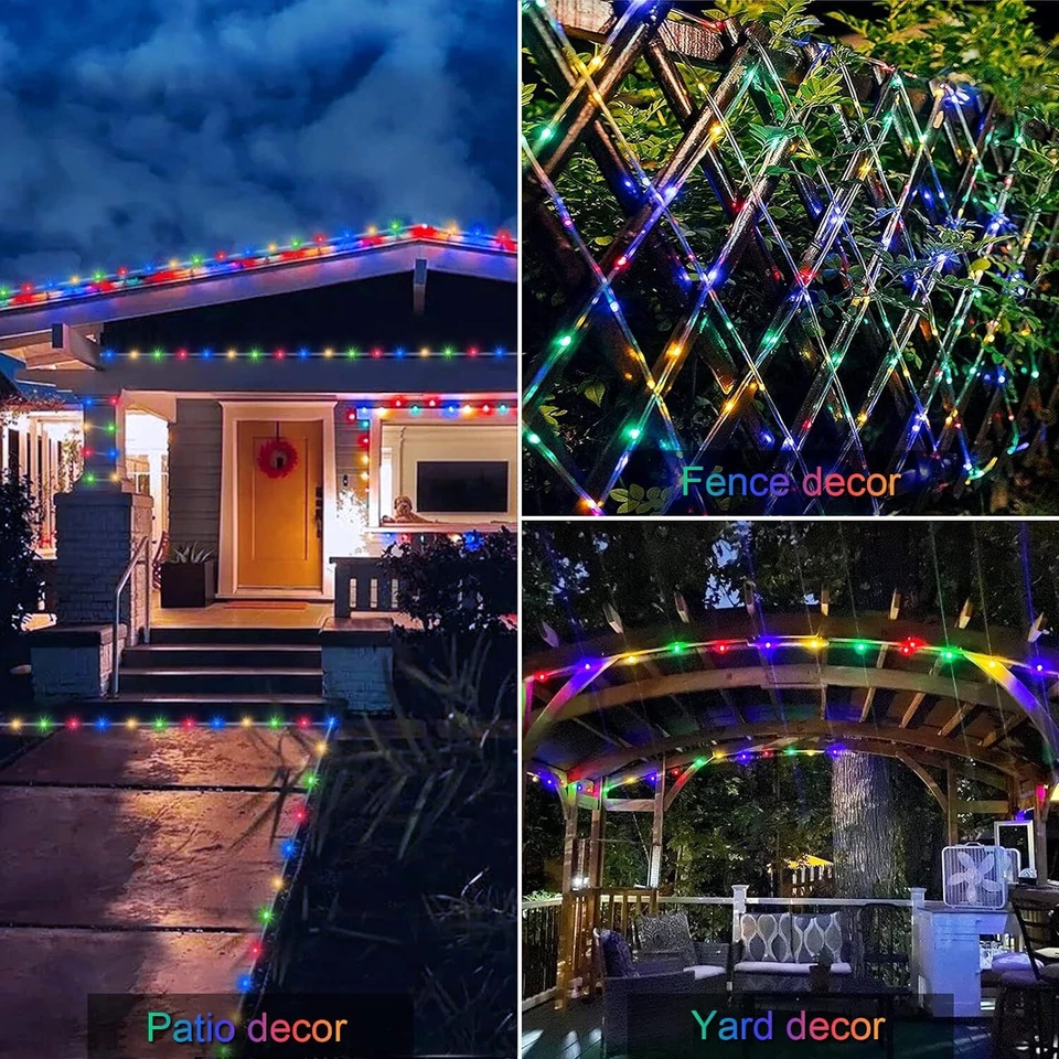 Solar Rope Lights Outdoor Waterproof LED PVC Tube Fairy String Light Garden xmas - Image 3 of 4