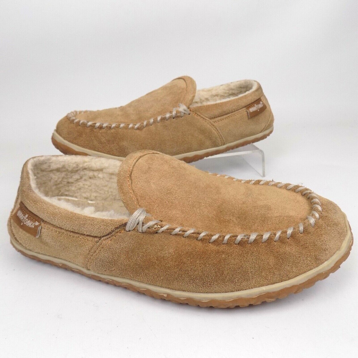 Minnetonka 41001 Tilden Moc Men Comfort Slipper Size M, Cinnamon Suede,  8116